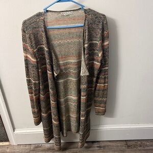 It's Our Time Earthy Toned Striped Cardigan